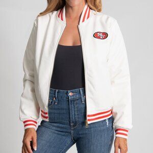 NFL San Francisco 49ers White Vegan Leather Jacket